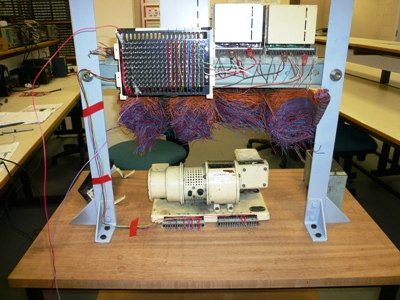 A rear view of the unit showing some of the initial wiring being made